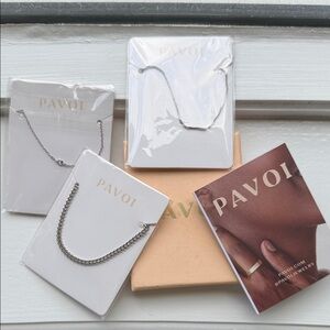 PAVOI Silver Chain Necklace Set for Women